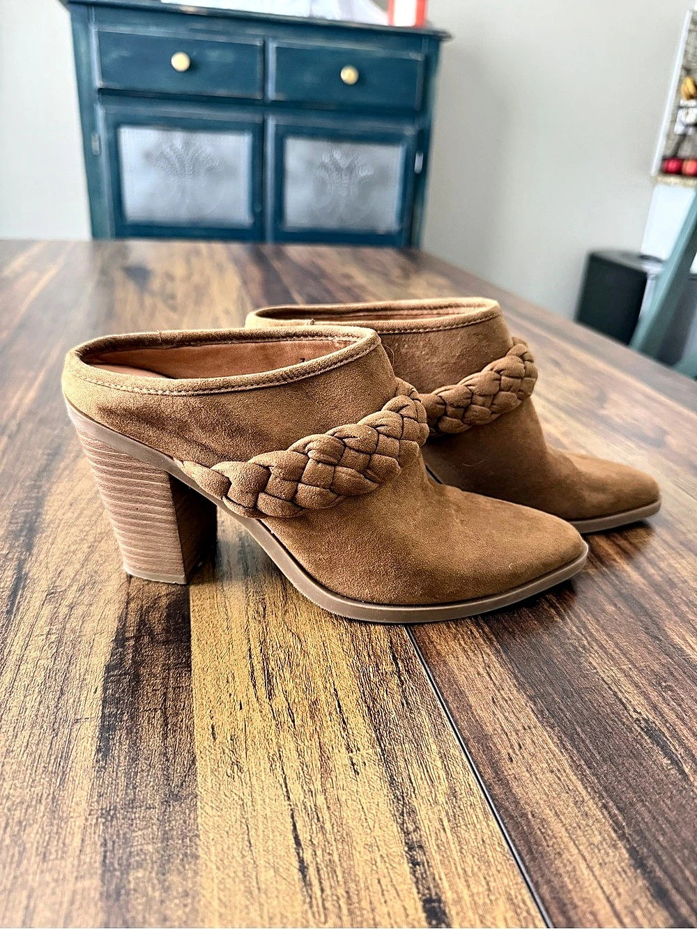 Universal Thread Braided Mules Heeled Clogs Brown US 7